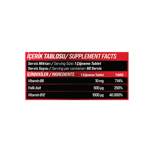 B12++ 1000 mcg ÇİĞNENEBİLİR 60 TABLET – ÇİLEK AROMALI