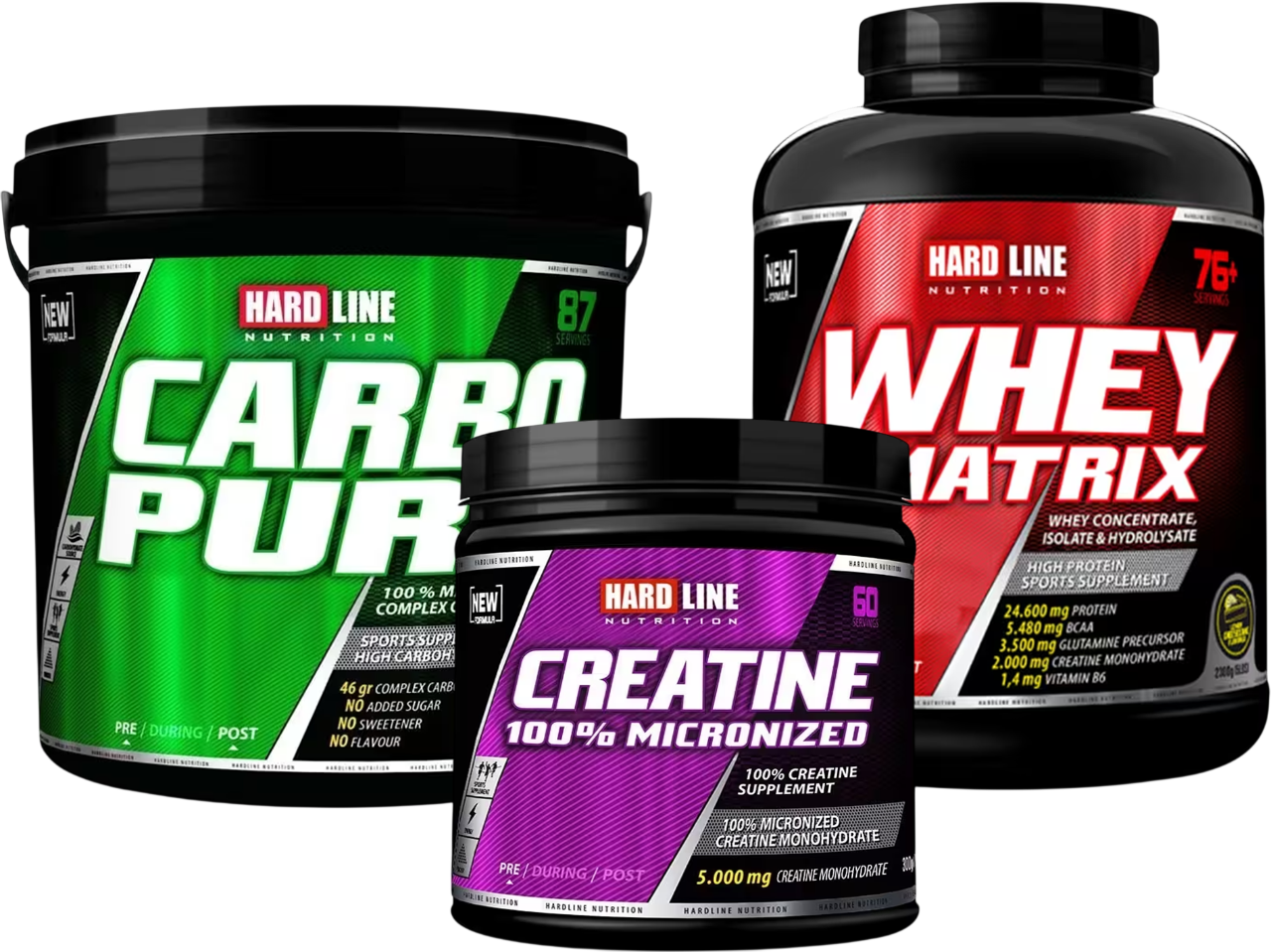 HARDLINE PRO BULK SET WHEY 3MATRIX & CARBOPURE & CREATINE MICRONIZED