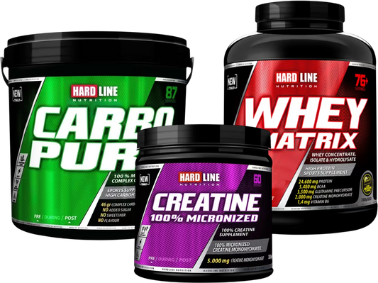 HARDLINE PRO BULK SET WHEY 3MATRIX & CARBOPURE & CREATINE MICRONIZED