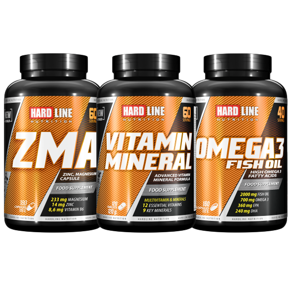 HARDLINE ZMA & OMEGA-3 & VITAMINERAL VITAMIN SETI