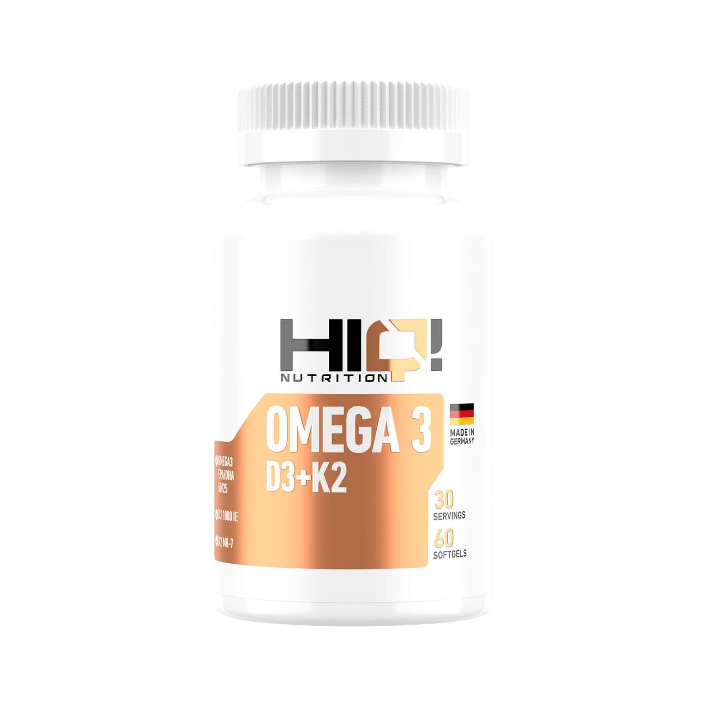 HIQ Nutrition Omega 3 D3+K2 Premium Complex 60 Softgels