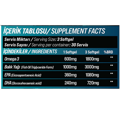DEEPBITE OMEGA-3 BALIK YAĞI 1000mg 90 Soft Jel