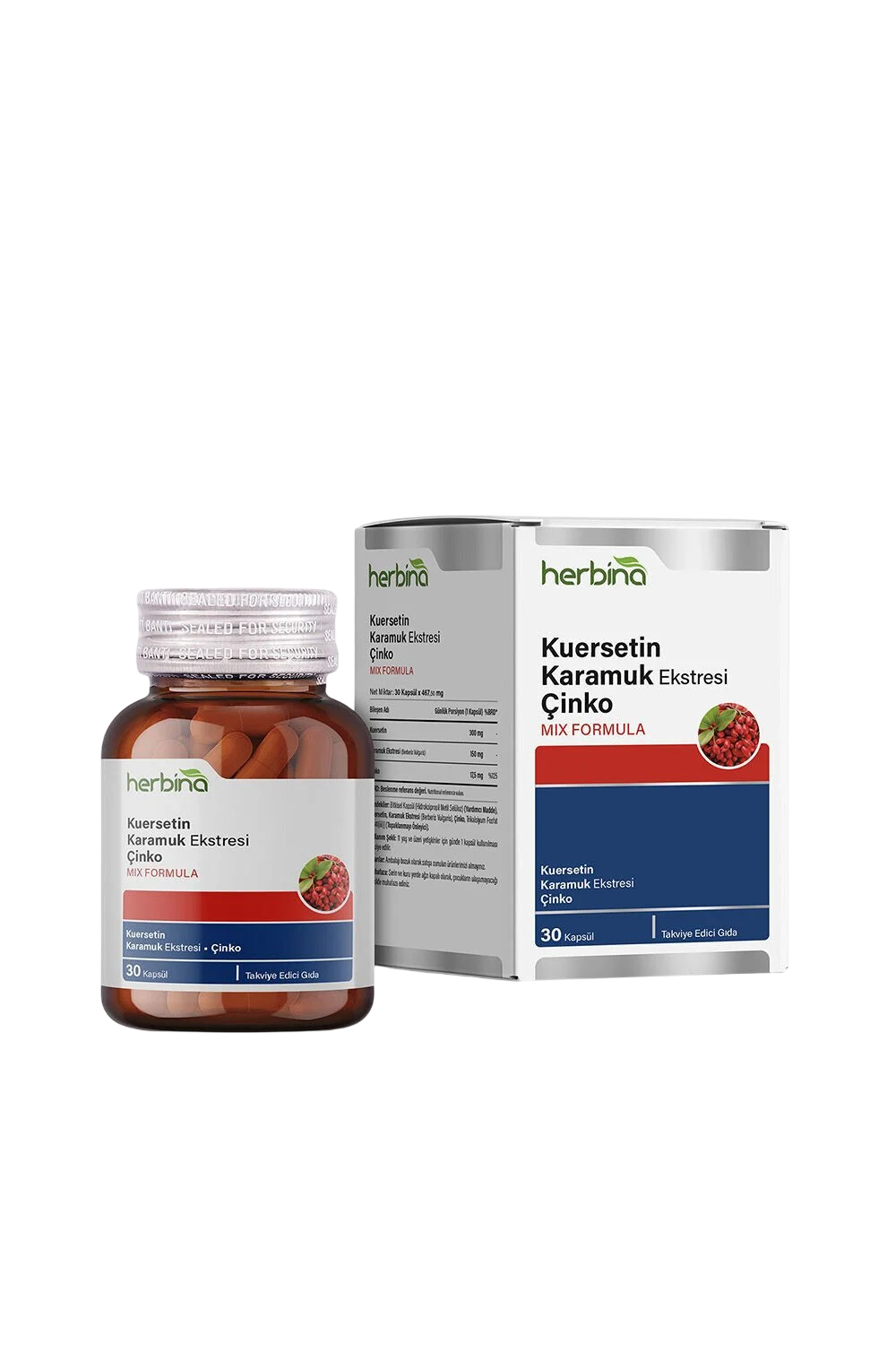 Herbinatura Kuersetin & Berberis Vulgaris + Çinko 30 Kapsül