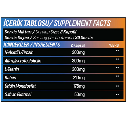 NEUROCORE NOOTROPIK ALPHA GPC & TIROZIN 60 Kapsül